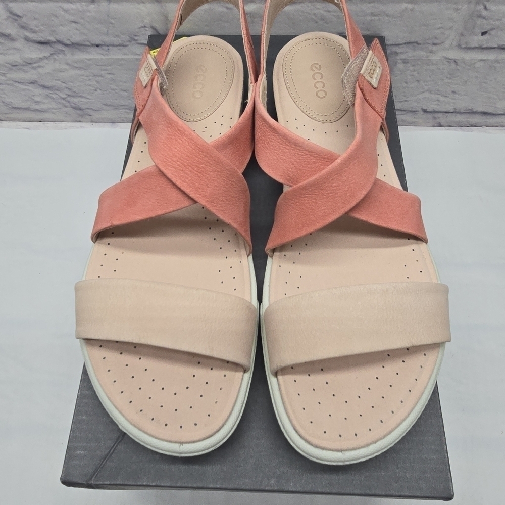 ECCO Damara Sandal Gray Bronze Leather 248273 US 10-10.5 Crisscross Comfort Walk